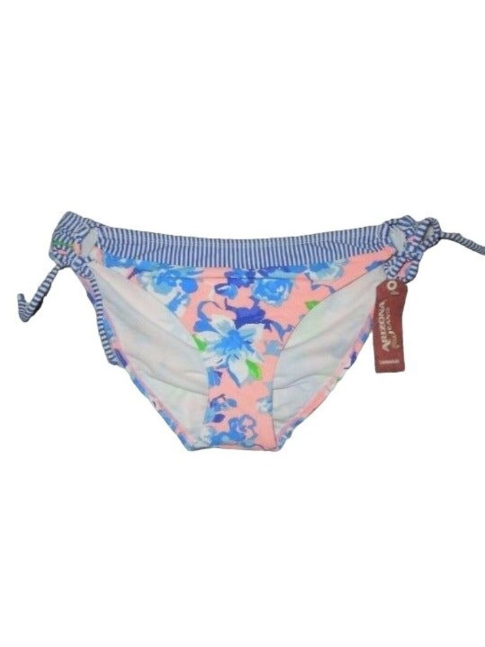 Arizona Pink Lemonade Coral with Blue Flowers Swimsuit Bottoms Size Medium
